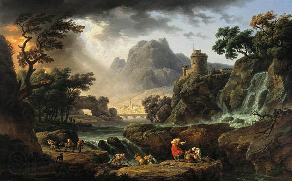 Claude-joseph Vernet Mountain Landscape with Approaching Storm